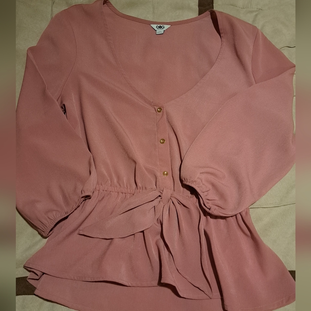 GBG peplum balloon sleeve blouse